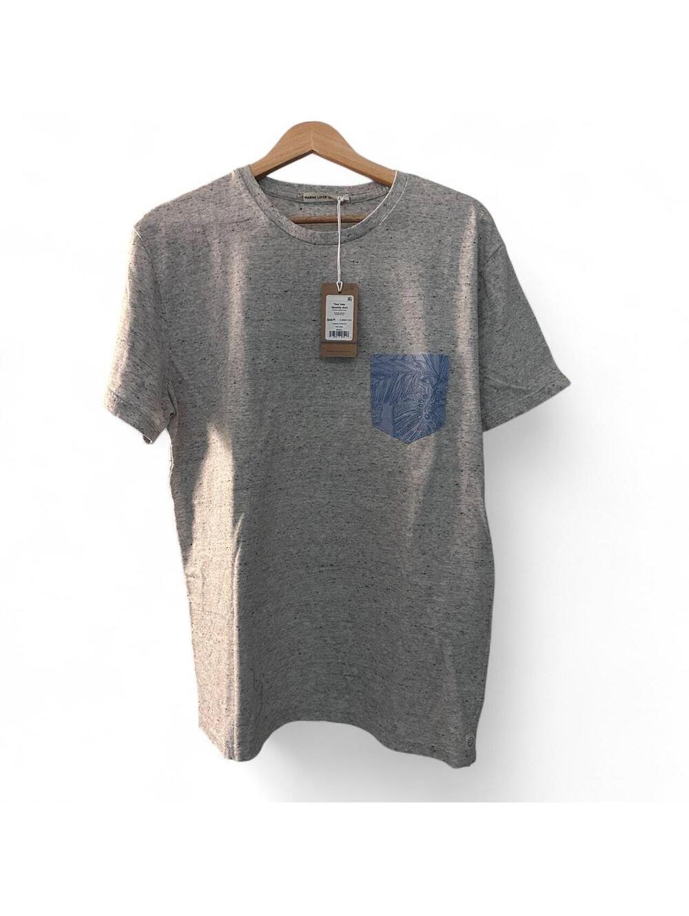 Marine Layer Signature Pocket Tee Ash Neps Gray M NWT $45